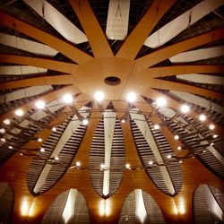 Low angle view of illuminated ceiling