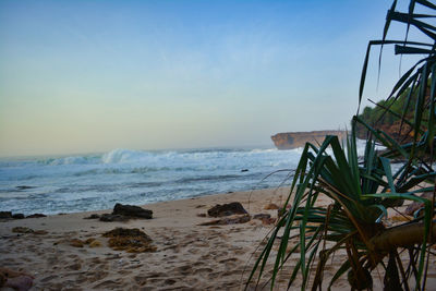 Scenic view of sea against clear sky