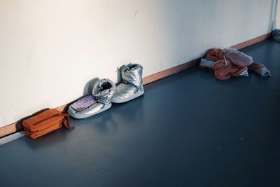 High angle view of shoes on table