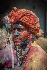 Close-up of woman wearing hat