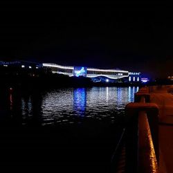 Bridge over river at night