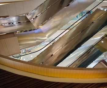 High angle view of illuminated staircase