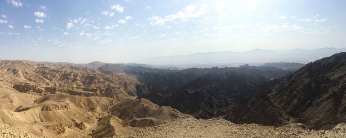 Panoramic view of mountains against sky