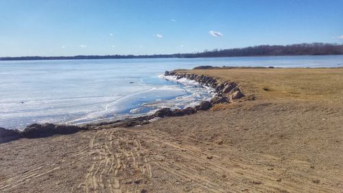 Scenic view of beach against sky