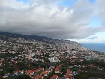 High angle view of townscape against sky