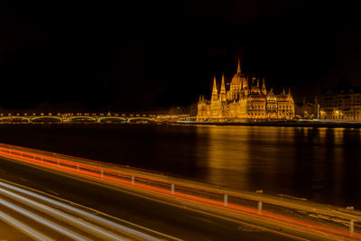 Light trails in city at night