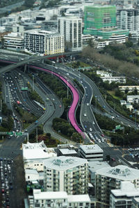 High angle view of city street