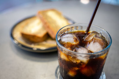 Close-up of coffee on table