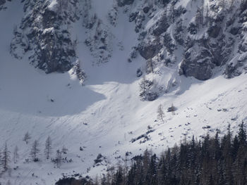 Scenic view of snow covered mountains