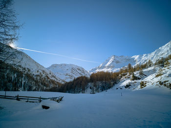 Sunbeam in the alps between a mountain range, near pfelders, valle passiria 