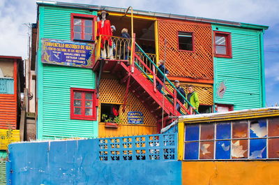 Low angle view of multi colored building