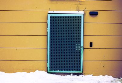 Closed door of building