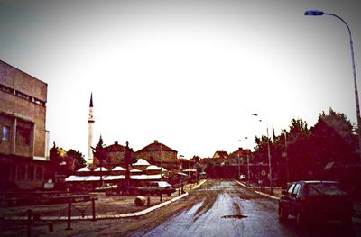 Road along buildings