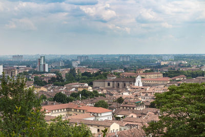 High angle view of townscape against sky