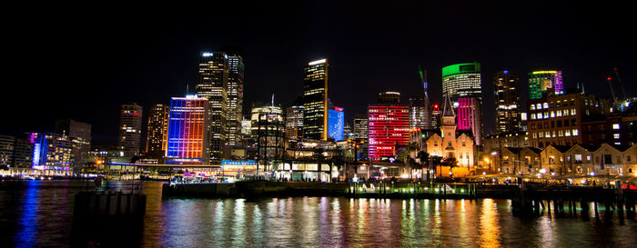 Illuminated cityscape at night