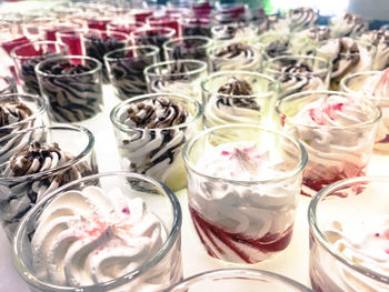 High angle view of ice cream in glass