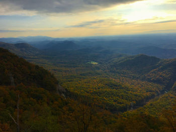 Scenic view of landscape against sky during sunset
