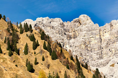 Low angle view of rocks against sky