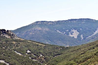 Scenic view of mountains against clear sky