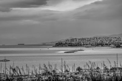 Scenic view of sea against cloudy sky