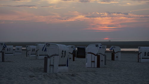 View of beach at sunset