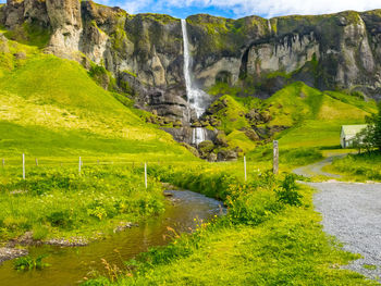 Scenic view of waterfall