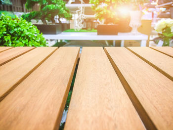 Close-up of wooden table