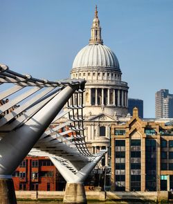 A view from under the millennium bridge looking towards st paul's cathedral, london