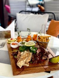 Close-up of food on table