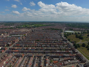 High angle view of townscape against sky