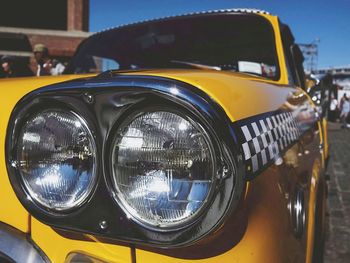 Close-up of car headlight