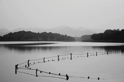 Scenic view of lake against clear sky