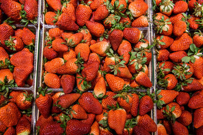 Full frame shot of strawberries in market