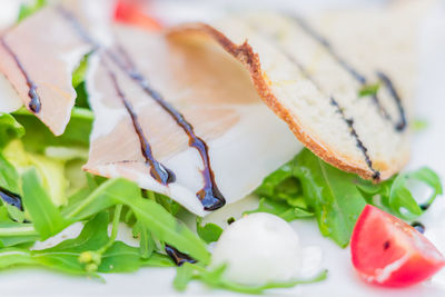 Close-up of salad served on plate