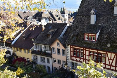 Low angle view of buildings in city