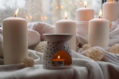 Close-up of christmas decorations on table