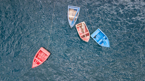 High angle view of warning sign on beach