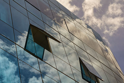 Low angle view of modern building against sky