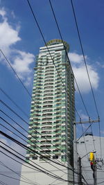 Low angle view of modern building against sky