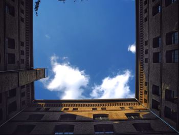 Low angle view of building against cloudy sky