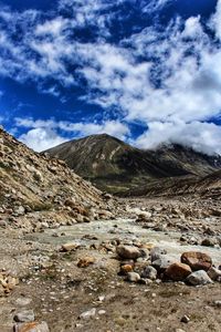 Surface level of land against sky