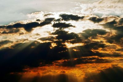 Scenic view of cloudy sky at sunset