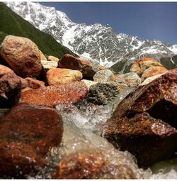 Scenic view of snow covered mountain