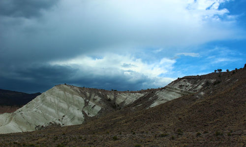 Panoramic view of landscape and mountains against sky