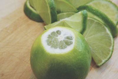 High angle view of lemon on table
