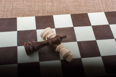 High angle view of chess board