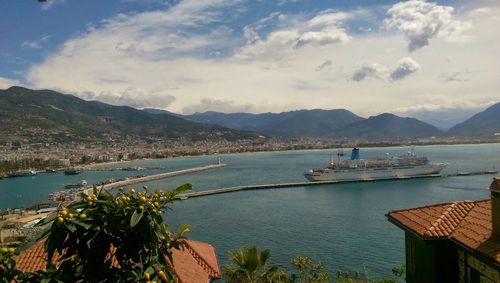 Scenic view of sea against cloudy sky