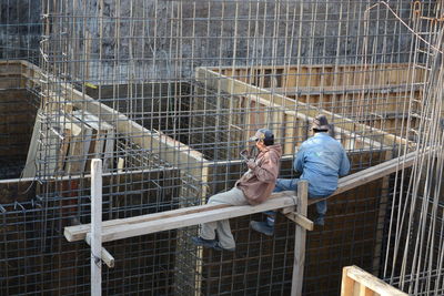 Construction workers working at site