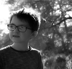 Close-up of boy wearing eyeglasses