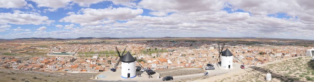 High angle view of townscape against sky